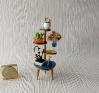1:12 Dollhouse mid-century style plant stand Formica 4-tiered plant stand or display stand