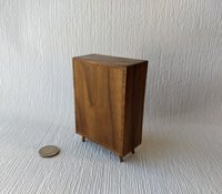 1:12 Dollhouse tall dresser in walnut Chest of 5 drawers mid-century modern MCM walnut dresser