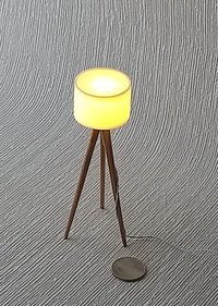 RESERVED 1:12 Dollhouse miniature tripod floor lamp cherry wood legs Modern tripod lamp Battery operated floor lamp with external wires