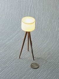RESERVED 1:12 Dollhouse miniature tripod floor lamp cherry wood legs Modern tripod lamp Battery operated floor lamp with external wires
