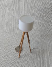 RESERVED 1:12 Dollhouse miniature tripod floor lamp cherry wood legs Modern tripod lamp Battery operated floor lamp with external wires
