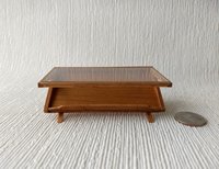 1:12 Dollhouse Mid-century styled coffee table acrylic top MCM magazine display coffee table in solid cherry wood