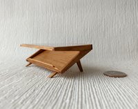 1:12 Dollhouse Mid-century styled coffee table acrylic top MCM magazine display coffee table in solid cherry wood