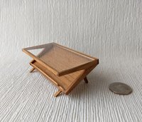 1:12 Dollhouse Mid-century styled coffee table acrylic top MCM magazine display coffee table in solid cherry wood