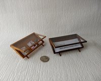 1:12 Dollhouse Mid-century styled coffee table acrylic top MCM magazine display coffee table in solid walnut wood