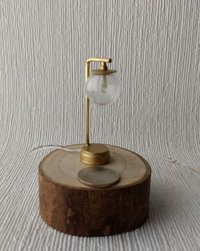 1:12 Dollhouse mid-century modern globe table lamp MCM inspired fluted glass globe lamp Battery operated with external wires