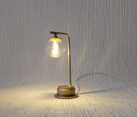 1:12 Dollhouse mid-century modern globe table lamp MCM inspired fluted glass globe lamp Battery operated with external wires