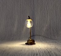 1:12 Dollhouse mid-century modern globe table lamp MCM inspired fluted glass globe lamp Battery operated with external wires