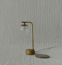 1:12 Dollhouse mid-century modern globe table lamp MCM inspired fluted glass globe lamp Battery operated with external wires