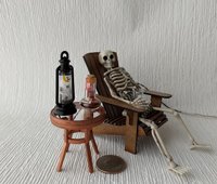 1:12 Dollhouse miniature Halloween themed lantern Battery operated metal lantern with external wires (Ref Spiderweb)