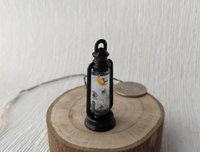 1:12 Dollhouse miniature Halloween themed lantern Battery operated metal lantern with external wires (Ref Spiderweb)