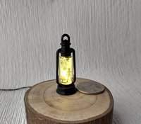 1:12 Dollhouse miniature Halloween themed lantern Battery operated metal lantern with external wires (Ref Skeleton)