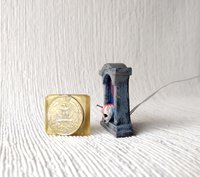 Halloween miniature spooky light up tombstone with bloody skull Battery operated miniature gravestone light with external wires