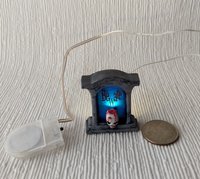 Halloween miniature spooky light up tombstone with bloody skull Battery operated miniature gravestone light with external wires