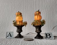 1:12 Dollhouse miniature stacked pumpkins topiary Light up pumpkins in black planter battery operated with external wires Price is for each unit