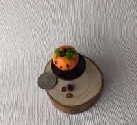 1:12 Dollhouse miniature Jack o lantern cake and Halloween roll on black cake stand