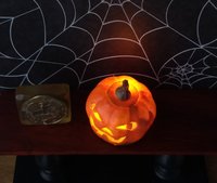 Battery operated miniature light up Jack-O-Lantern Pumpkin LED light for Halloween No external wires REF C Eyeballs