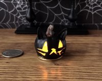 Miniature battery operated Black cat pumpkin light LED pumpkin for Halloween No external wires REF Black cat