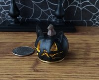 Miniature battery operated Black cat pumpkin light LED pumpkin for Halloween No external wires REF Black cat