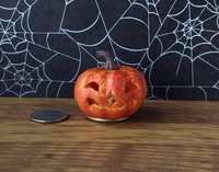Battery operated miniature light up Jack-O-Lantern Pumpkin LED light for Halloween No external wires REF Play scale freckles