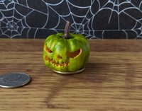 Battery operated miniature light up Jack-O-Lantern Pumpkin LED light for Halloween No external wires REF Green lantern