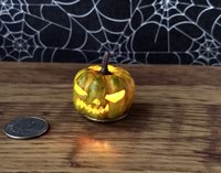 Battery operated miniature light up Jack-O-Lantern Pumpkin LED light for Halloween No external wires REF Green lantern
