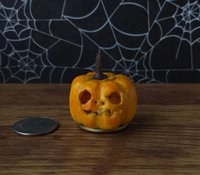 Battery operated miniature light up Jack-O-Lantern Pumpkin LED light for Halloween No external wires REF Big Almond eyes
