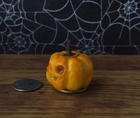 Battery operated miniature light up Jack-O-Lantern Pumpkin LED light for Halloween No external wires REF Big Almond eyes