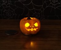 Battery operated miniature light up Jack-O-Lantern Pumpkin LED light for Halloween No external wires REF Big Almond eyes