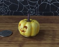 Battery operated miniature light up Jack-O-Lantern Pumpkin LED light for Halloween No external wires REF Corn yellow