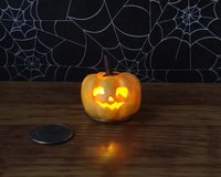 Battery operated miniature light up Jack-O-Lantern Pumpkin LED light for Halloween No external wires REF Corn yellow