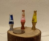 1:12 Dollhouse miniature retro lava lamp Battery operated LED table lamp MCM style with external wires Mid-century nostalgic lamp  REF Blue liquid