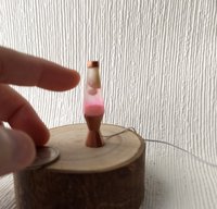 1:12 Dollhouse miniature retro lava lamp Battery operated LED table lamp MCM style with external wires Mid-century nostalgic lamp  REF Light pink liquid