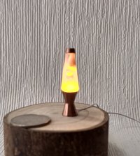 1:12 Dollhouse miniature retro lava lamp Battery operated LED table lamp MCM style with external wires Mid-century nostalgic lamp  REF Yellow liquid
