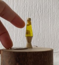 1:12 Dollhouse miniature retro lava lamp Battery operated LED table lamp MCM style with external wires Mid-century nostalgic lamp  REF Yellow liquid