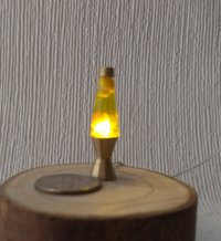 1:12 Dollhouse miniature retro lava lamp Battery operated LED table lamp MCM style with external wires Mid-century nostalgic lamp  REF Yellow liquid