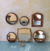 1:12 Dollhouse accent mirror Octagon mirror with clear acrylic shelf