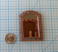 1: 12 Dollhouse accent mirror faux iron works mirror with framed intricate leaves and branches