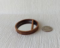 1:12 Dollhouse accent mirror Rustic round mirror with walnut wood frame and shelf