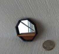 1: 12 Dollhouse accent mirror Octagon mirror with solid cherry wood shelf and black acrylic frame