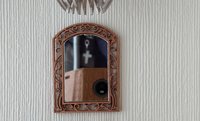 1: 12 Dollhouse accent mirror faux iron works mirror with framed intricate leaves and branches