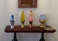 1:12 Dollhouse miniature retro lava lamp Battery operated LED table lamp MCM style with external wires Mid-century nostalgic lamp  REF Yellow liquid