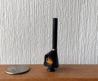 1:48 1/4 inch scale dollhouse mid-century styled cone fireplace in black with logs and faux flames Quarter scale As home decor in 1:12 scale