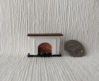 1:48 1/4 inch scale dollhouse miniature fireplace with walnut wood mantel faux brick firebox Quarter scale As home decor in 1:12 scale