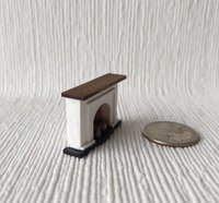 1:48 1/4 inch scale dollhouse miniature fireplace with walnut wood mantel faux brick firebox Quarter scale As home decor in 1:12 scale