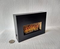RESERVED 1:12 Dollhouse modern fireplace Free standing black fireplace battery operated with flickering insert that is removable comes with two AAA batteries