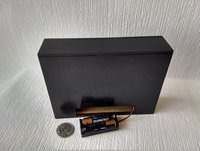 RESERVED 1:12 Dollhouse modern fireplace Free standing black fireplace battery operated with flickering insert that is removable comes with two AAA batteries
