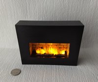 RESERVED 1:12 Dollhouse modern fireplace Free standing black fireplace battery operated with flickering insert that is removable comes with two AAA batteries