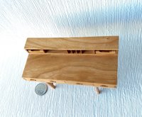 RESERVED 1:12 Dollhouse miniature mid-century inspired executive desk in solid cherry with four functional drawers two removable trays