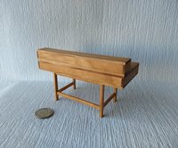 RESERVED 1:12 Dollhouse miniature mid-century inspired executive desk in solid cherry with four functional drawers two removable trays